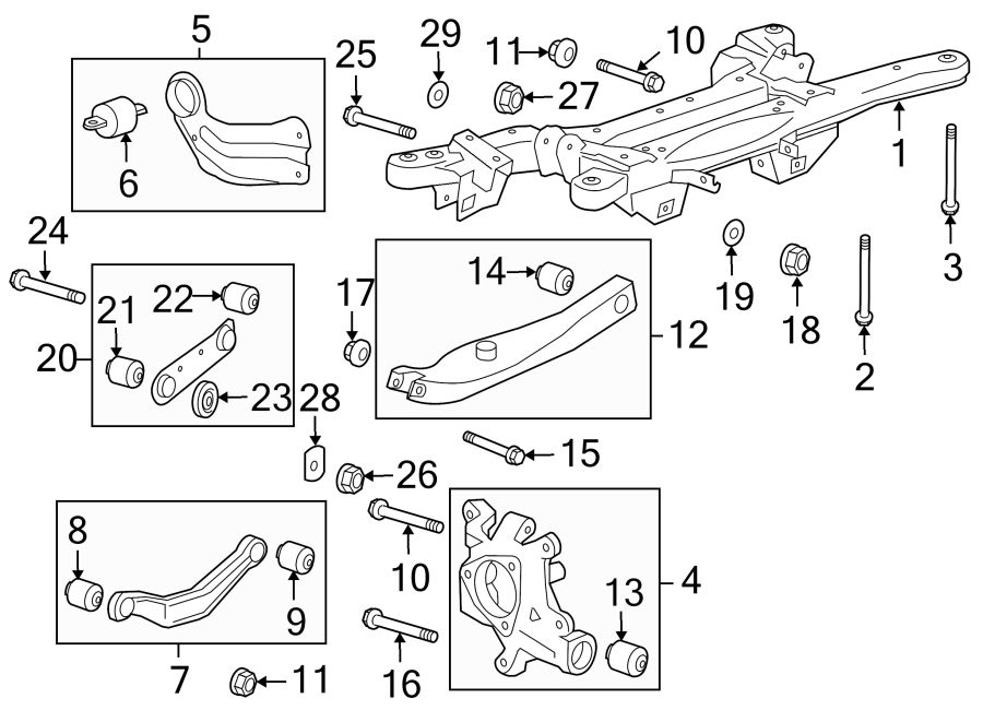 Diagram REAR SUSPENSION. SUSPENSION COMPONENTS. for your 2019 Chevrolet Equinox   