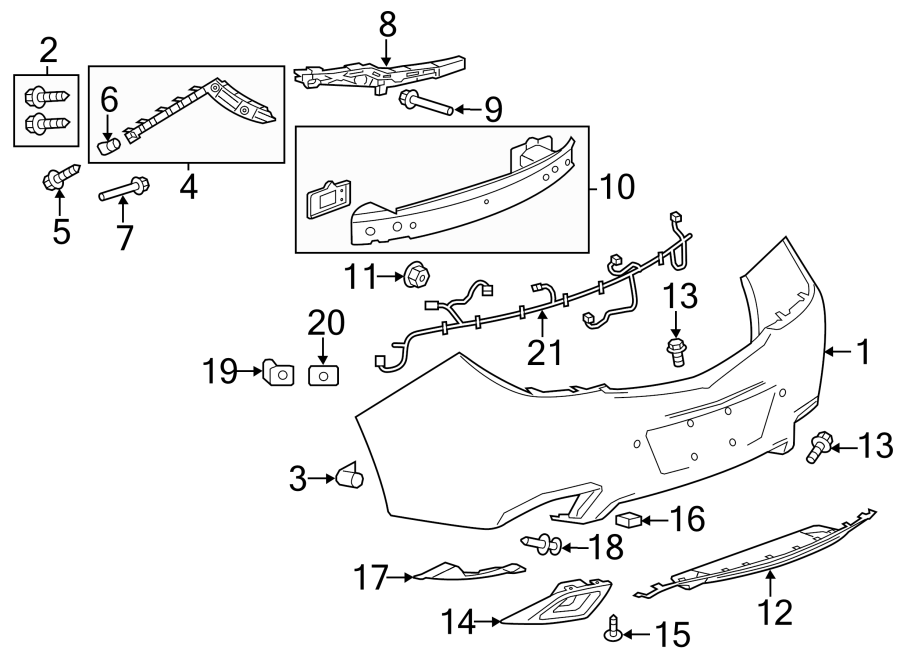 Diagram REAR BUMPER. BUMPER & COMPONENTS. for your 2013 Chevrolet Silverado   