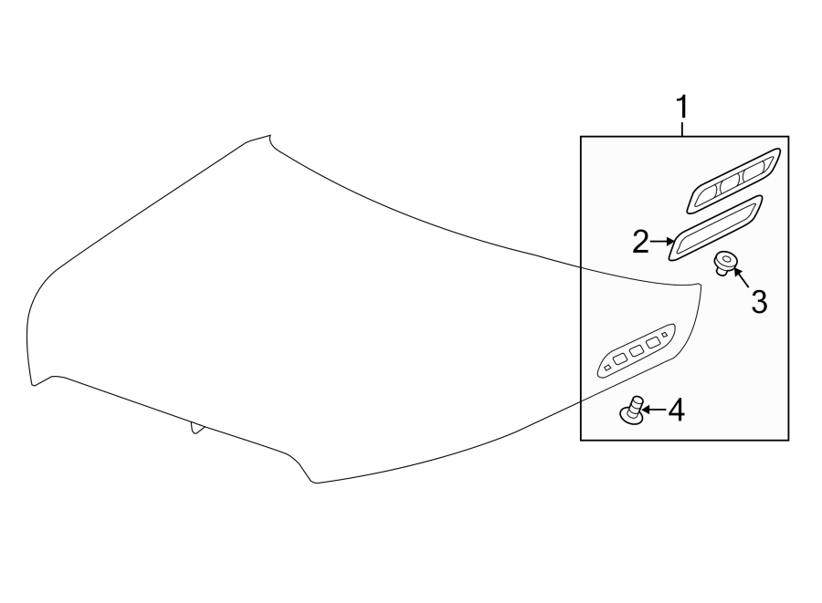 Diagram HOOD. EXTERIOR TRIM. for your 2024 Chevrolet Suburban    