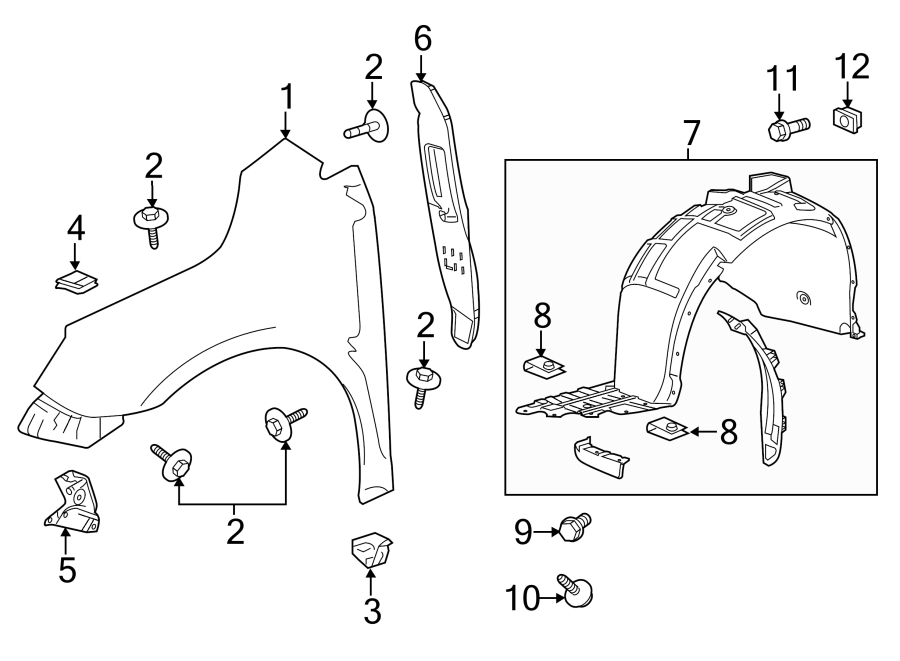 Diagram FENDER & COMPONENTS. for your Buick