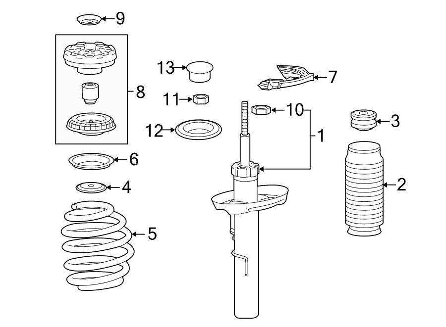 Diagram FRONT SUSPENSION. STRUTS & COMPONENTS. for your 2021 Chevrolet Equinox  Premier Sport Utility 