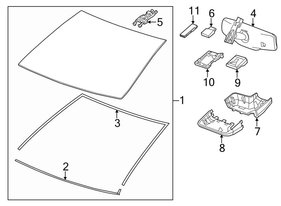 Diagram WINDSHIELD. GLASS. for your 2021 Chevrolet Camaro ZL1 Coupe 6.2L V8 M/T 