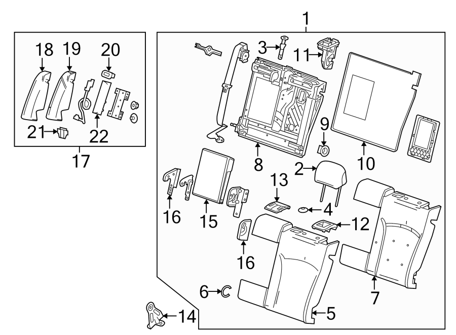 SEATS & TRACKS. REAR SEAT COMPONENTS.