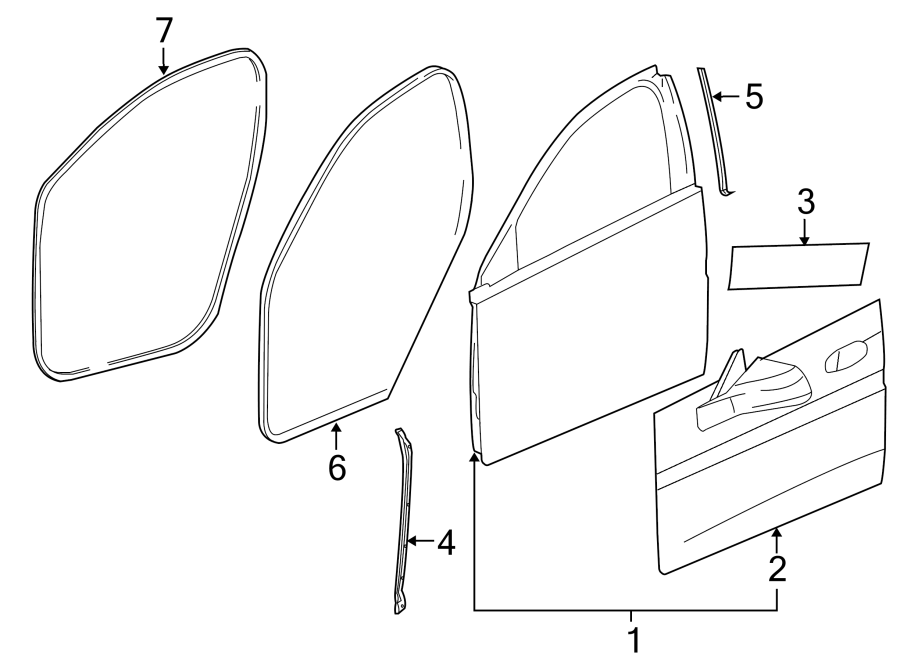 Diagram FRONT DOOR. DOOR & COMPONENTS. for your 2008 Buick Enclave    