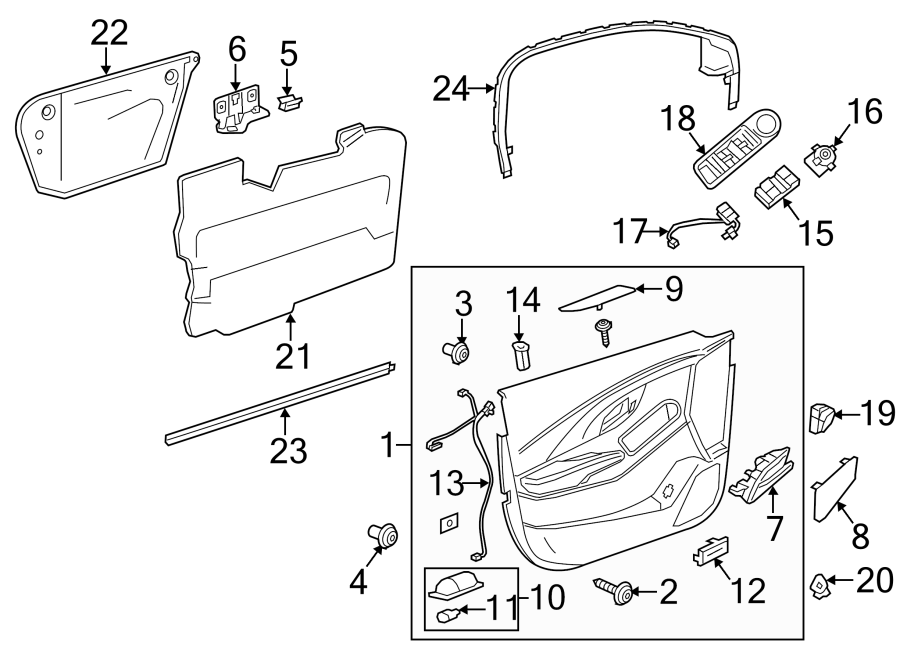 Diagram FRONT DOOR. INTERIOR TRIM. for your 1992 Buick Century   