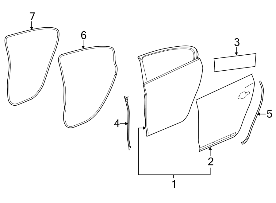 Diagram REAR DOOR. DOOR & COMPONENTS. for your 2010 Buick Enclave    