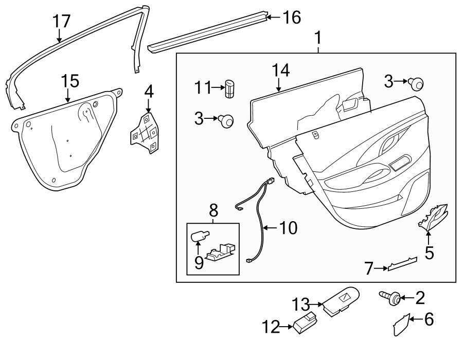 Diagram REAR DOOR. INTERIOR TRIM. for your 1994 Buick Century   