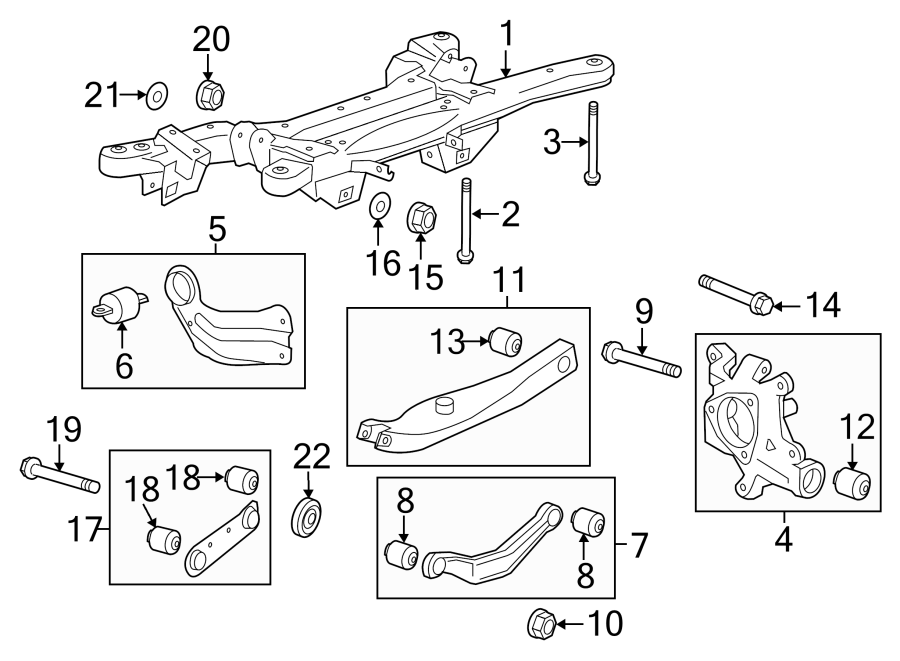 Diagram REAR SUSPENSION. SUSPENSION COMPONENTS. for your 2002 GMC Sierra 2500 HD 8.1L Vortec V8 M/T RWD SL Standard Cab Pickup Fleetside 