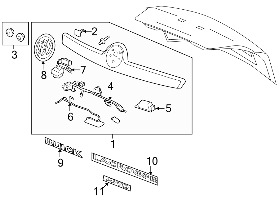 Diagram TRUNK LID. EXTERIOR TRIM. for your 2016 Chevrolet Spark  LT Hatchback 