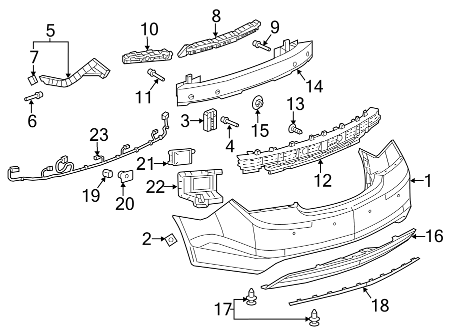 Diagram REAR BUMPER. BUMPER & COMPONENTS. for your 1990 Buick Century   