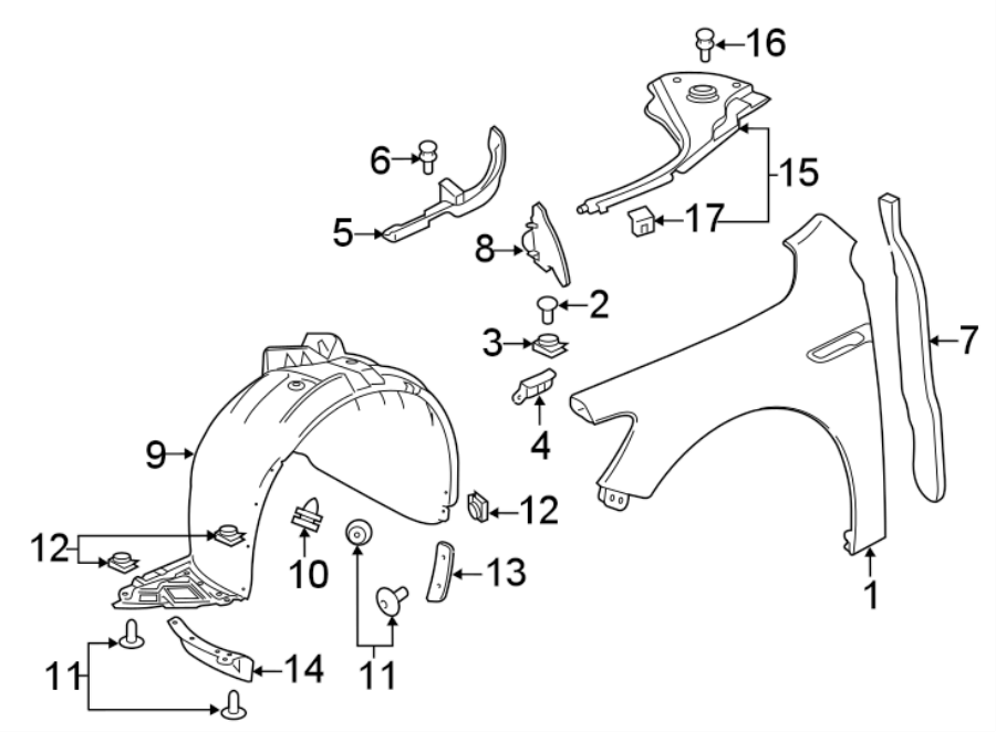 Diagram FENDER & COMPONENTS. for your 2021 GMC Sierra 2500 HD 6.6L V8 A/T 4WD Base Extended Cab Pickup 