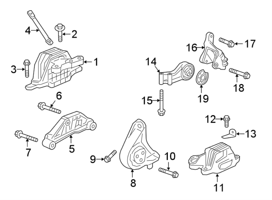 Diagram ENGINE / TRANSAXLE. ENGINE & TRANS MOUNTING. for your 2018 GMC Sierra 2500 HD 6.0L Vortec V8 FLEX A/T RWD SLE Standard Cab Pickup 