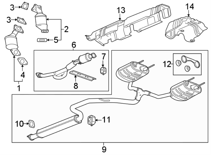 Diagram EXHAUST SYSTEM. EXHAUST COMPONENTS. for your 2024 Chevrolet Camaro  LT1 Convertible 