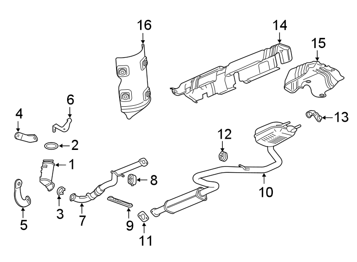 Diagram EXHAUST SYSTEM. EXHAUST COMPONENTS. for your 2018 Chevrolet Equinox 2.0L Ecotec A/T FWD LT Sport Utility 