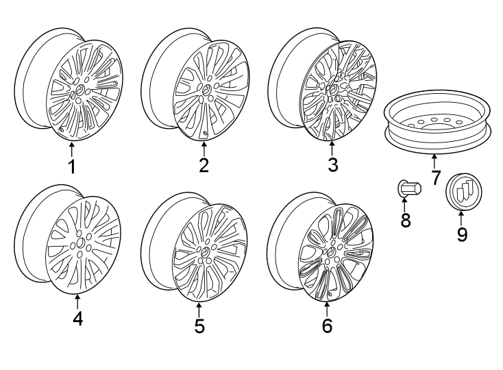 Diagram WHEELS. for your 2021 GMC Savana 2500 LT Standard Passenger Van 4.3L Vortec V6 A/T 