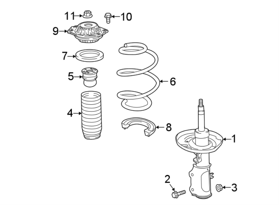 Diagram FRONT SUSPENSION. STRUTS & COMPONENTS. for your 2019 Chevrolet Equinox 1.5L Ecotec A/T FWD LS Sport Utility 