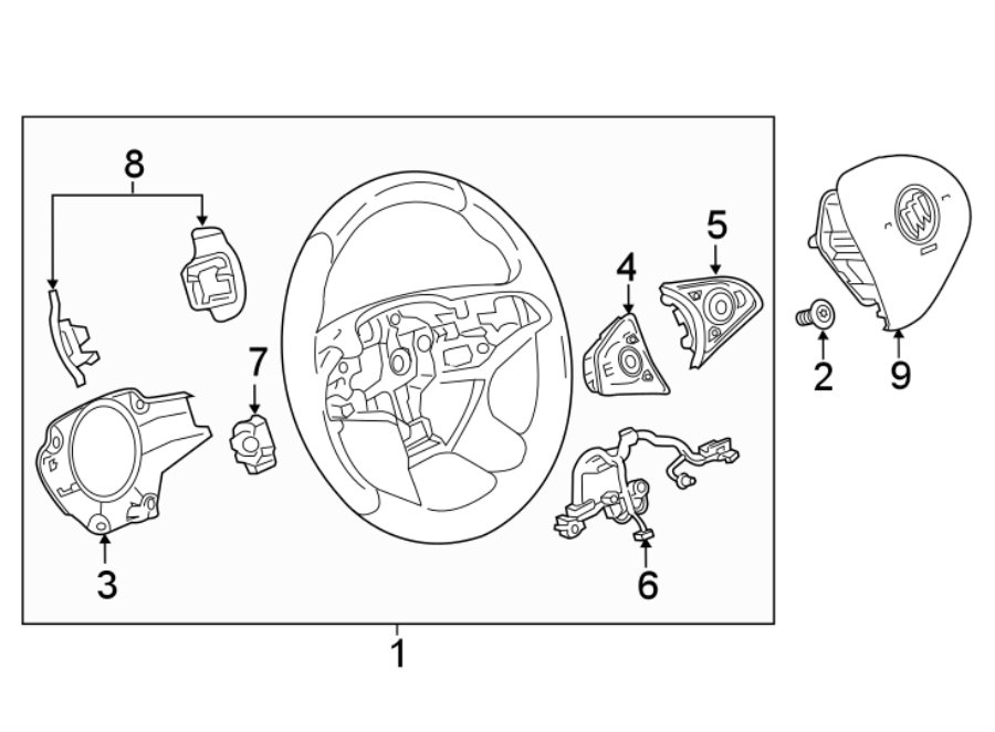 Diagram STEERING WHEEL & TRIM. for your 2021 Chevrolet Tahoe  Z71 Sport Utility  