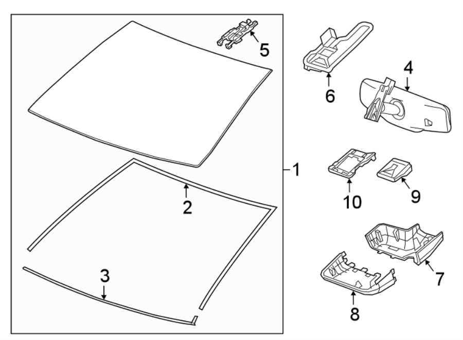 Diagram WINDSHIELD. GLASS. for your 2008 Buick Enclave  CX Sport Utility 3.6L V6 A/T AWD 