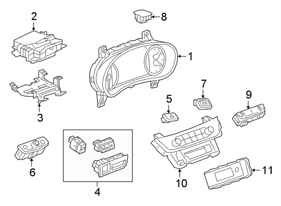 Diagram INSTRUMENT PANEL. CLUSTER & SWITCHES. for your 2016 Chevrolet Spark 1.4L Ecotec CVT LS Hatchback 