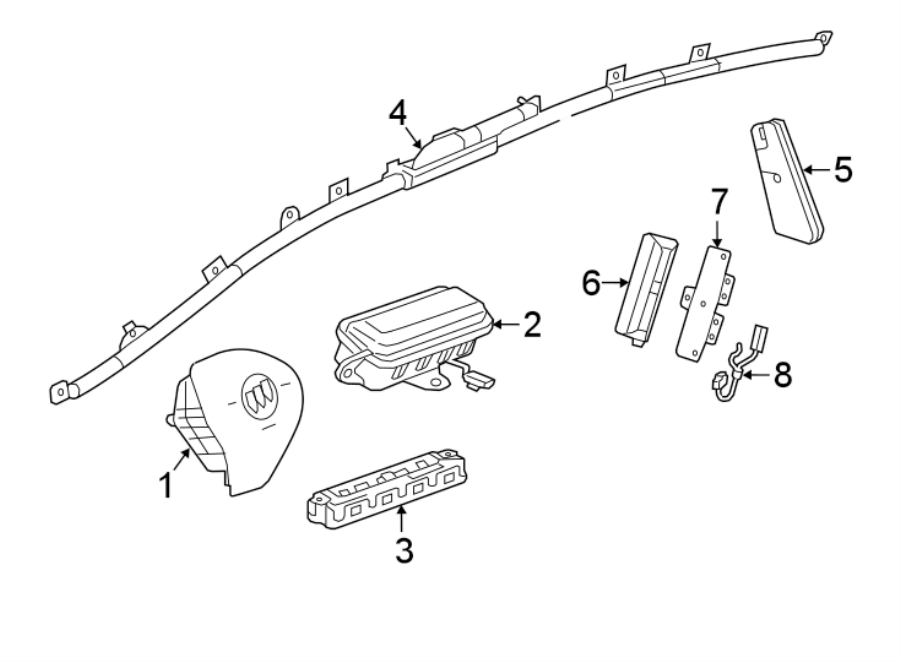 Diagram RESTRAINT SYSTEMS. AIR BAG COMPONENTS. for your 2020 Chevrolet Traverse    