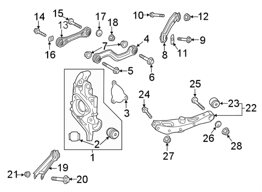 Diagram REAR SUSPENSION. SUSPENSION COMPONENTS. for your 2019 GMC Sierra 2500 HD  Denali Crew Cab Pickup Fleetside 