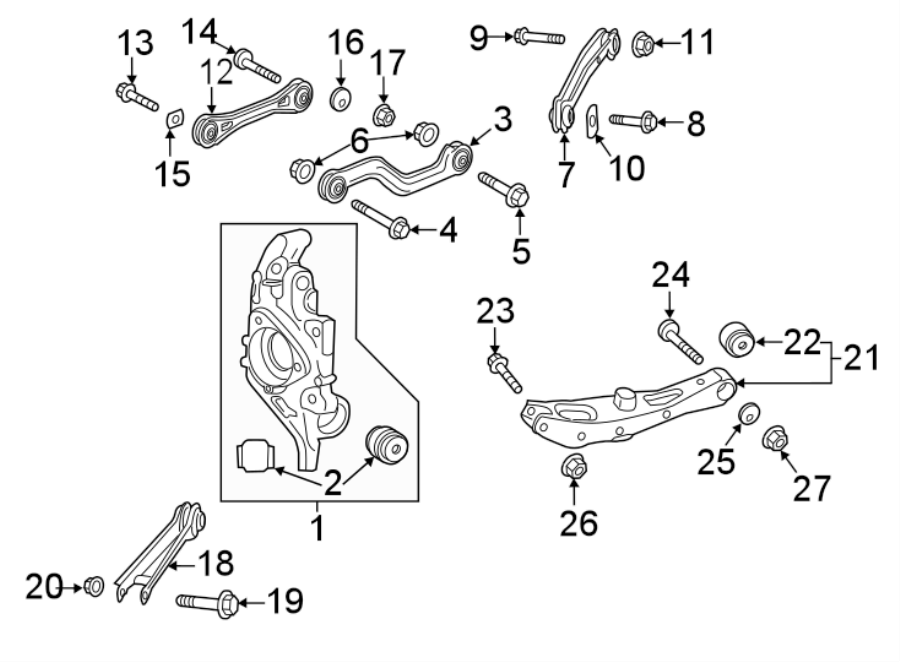 Diagram REAR SUSPENSION. SUSPENSION COMPONENTS. for your 2019 GMC Sierra 2500 HD  Denali Crew Cab Pickup Fleetside 