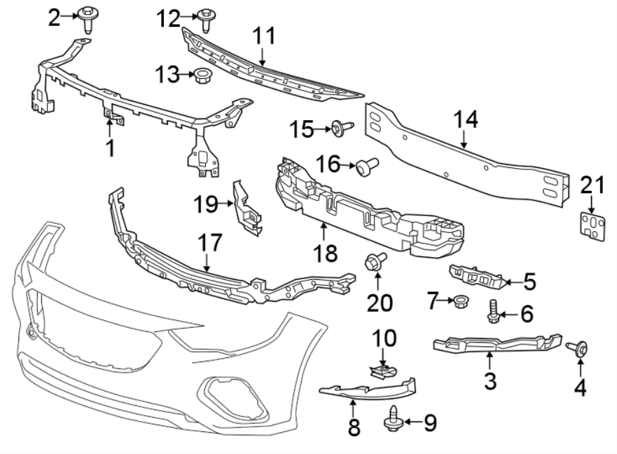 Diagram FRONT BUMPER & GRILLE. BUMPER & COMPONENTS. for your 2008 Chevrolet Trailblazer   