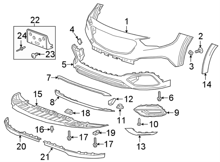 FRONT BUMPER & GRILLE. BUMPER & COMPONENTS. Diagram