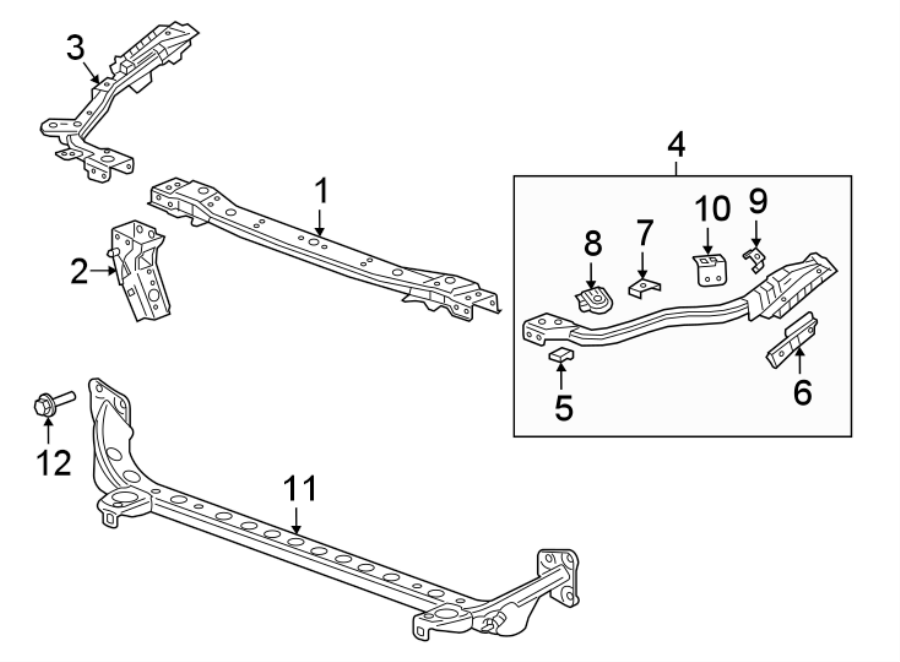 Diagram RADIATOR SUPPORT. for your 2021 GMC Sierra 2500 HD  SLT Extended Cab Pickup Fleetside 