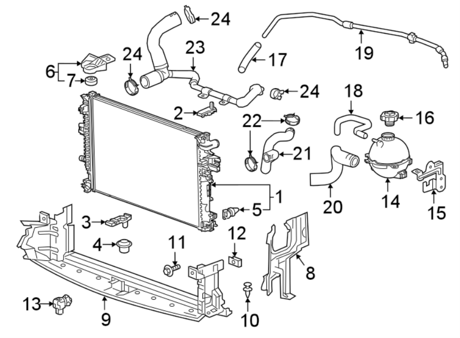 Diagram RADIATOR & COMPONENTS. for your 2021 Chevrolet Express 3500   