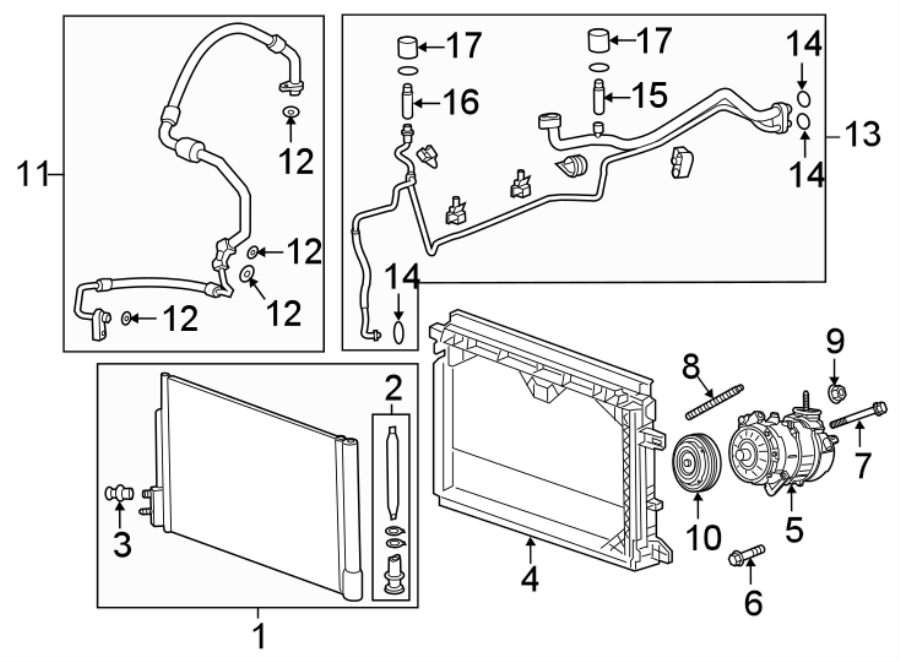 Diagram AIR CONDITIONER & HEATER. COMPRESSOR & LINES. CONDENSER. for your 2023 Chevrolet Equinox   