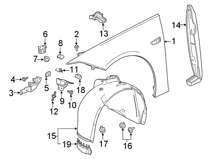 Diagram Fender & components. for your 2021 GMC Sierra 2500 HD  SLT Extended Cab Pickup Fleetside 