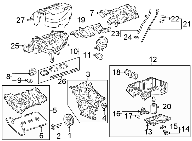 Diagram Engine / transaxle. Engine parts. for your 2016 Chevrolet Corvette   