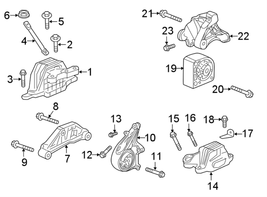 Diagram ENGINE / TRANSAXLE. ENGINE & TRANS MOUNTING. for your 2018 Chevrolet Equinox   