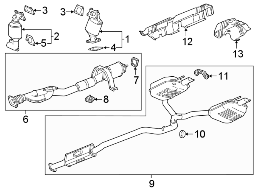 Diagram EXHAUST SYSTEM. EXHAUST COMPONENTS. for your 2019 Chevrolet Camaro  SS Coupe 