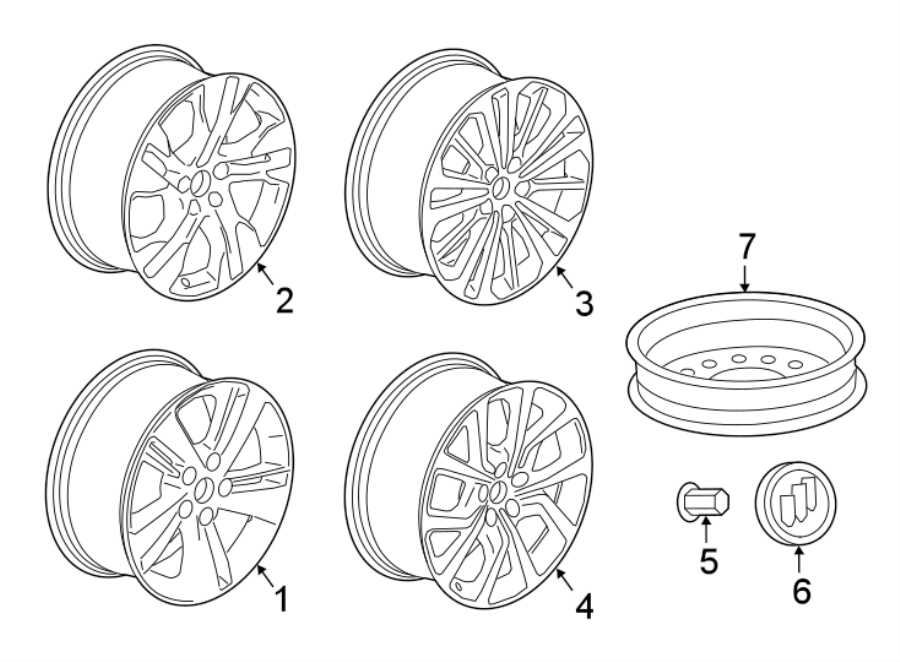 Diagram WHEELS. for your 2021 GMC Savana 2500 LT Standard Passenger Van 4.3L Vortec V6 A/T 