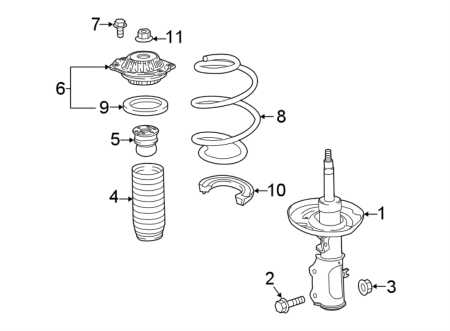 Diagram FRONT SUSPENSION. STRUTS & COMPONENTS. for your 2019 GMC Sierra 2500 HD 6.6L Duramax V8 DIESEL A/T RWD Denali Crew Cab Pickup Fleetside 