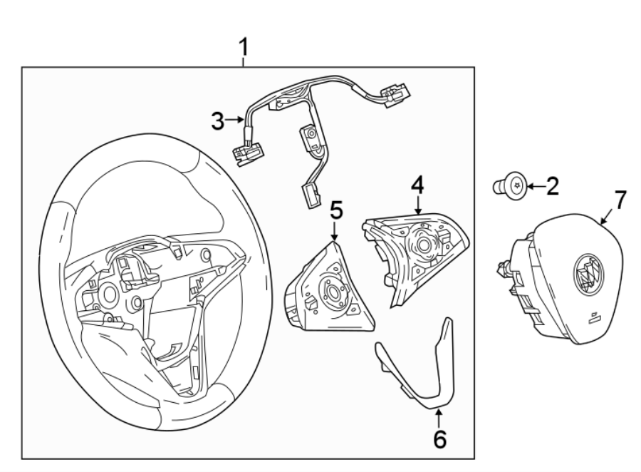 Diagram STEERING WHEEL & TRIM. for your 2018 Chevrolet Silverado   