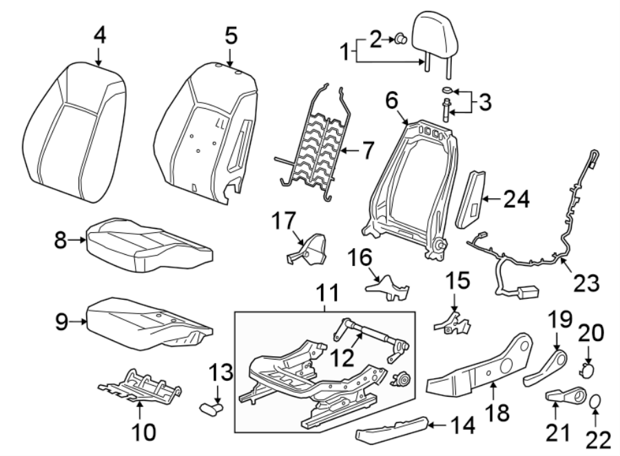 Diagram SEATS & TRACKS. DRIVER SEAT COMPONENTS. for your 2005 Chevrolet Trailblazer   