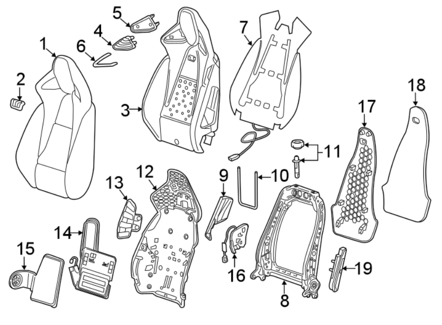 Diagram SEATS & TRACKS. DRIVER SEAT COMPONENTS. for your 2007 GMC Sierra 2500 HD 6.0L Vortec V8 A/T 4WD SLE Extended Cab Pickup 