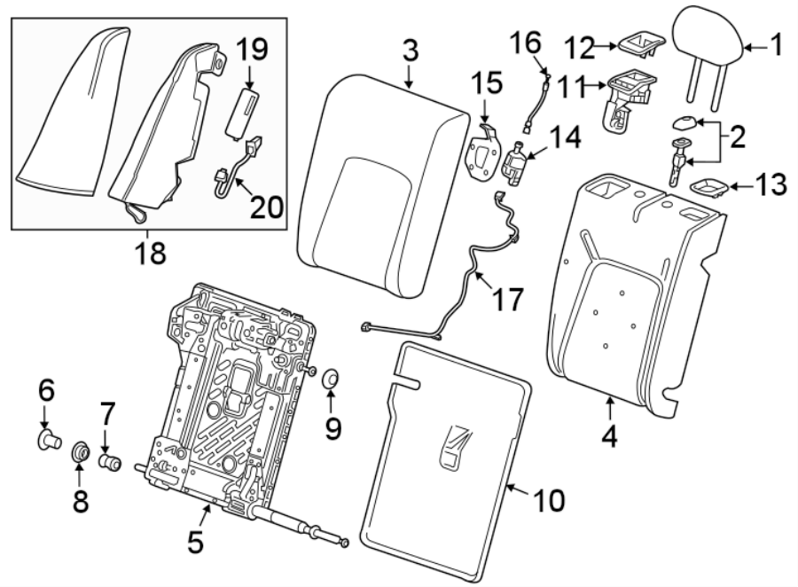 Diagram SEATS & TRACKS. REAR SEAT COMPONENTS. for your Buick Regal TourX  