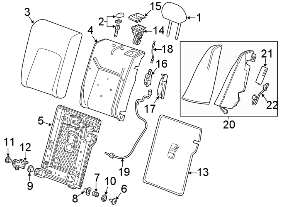 Diagram SEATS & TRACKS. REAR SEAT COMPONENTS. for your 2005 Chevrolet Express 1500   