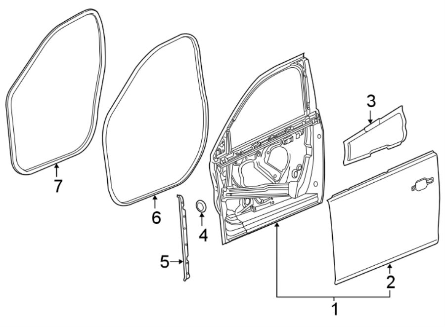 Diagram FRONT DOOR. DOOR & COMPONENTS. for your 2018 Buick Enclave    