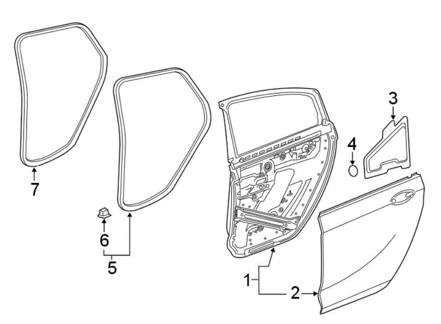 Diagram REAR DOOR. DOOR & COMPONENTS. for your 2020 Buick Enclave    