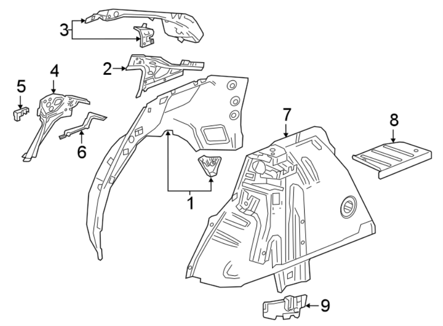 9QUARTER PANEL. INNER STRUCTURE.https://images.simplepart.com/images/parts/motor/fullsize/AH18615.png