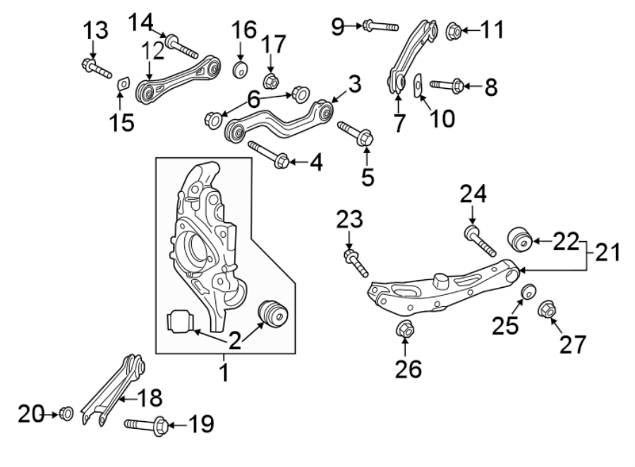 Diagram REAR SUSPENSION. SUSPENSION COMPONENTS. for your 2019 GMC Sierra 2500 HD  Denali Crew Cab Pickup Fleetside 