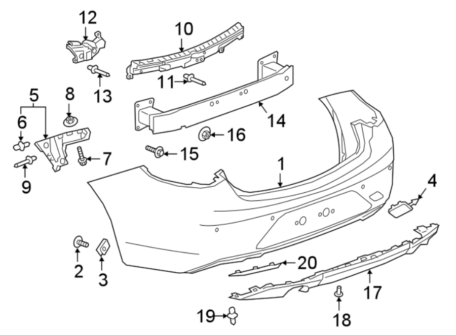 Diagram Rear bumper. Rear door. Bumper & components. for your 2024 GMC Sierra 2500 HD   