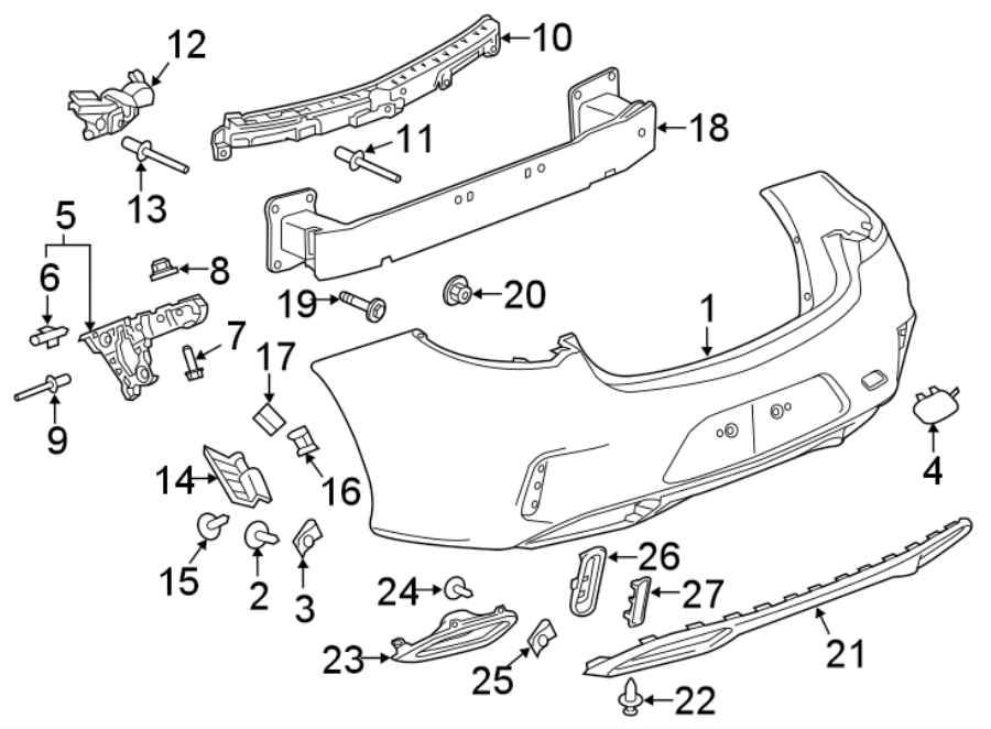 Diagram REAR BUMPER. BUMPER & COMPONENTS. for your 2024 GMC Sierra 2500 HD   