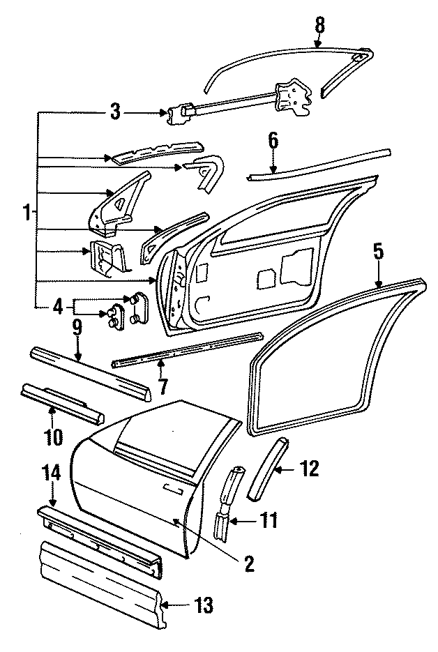 4FRONT DOOR. DOOR & COMPONENTS. EXTERIOR MOLDINGS.https://images.simplepart.com/images/parts/motor/fullsize/AH88400.png