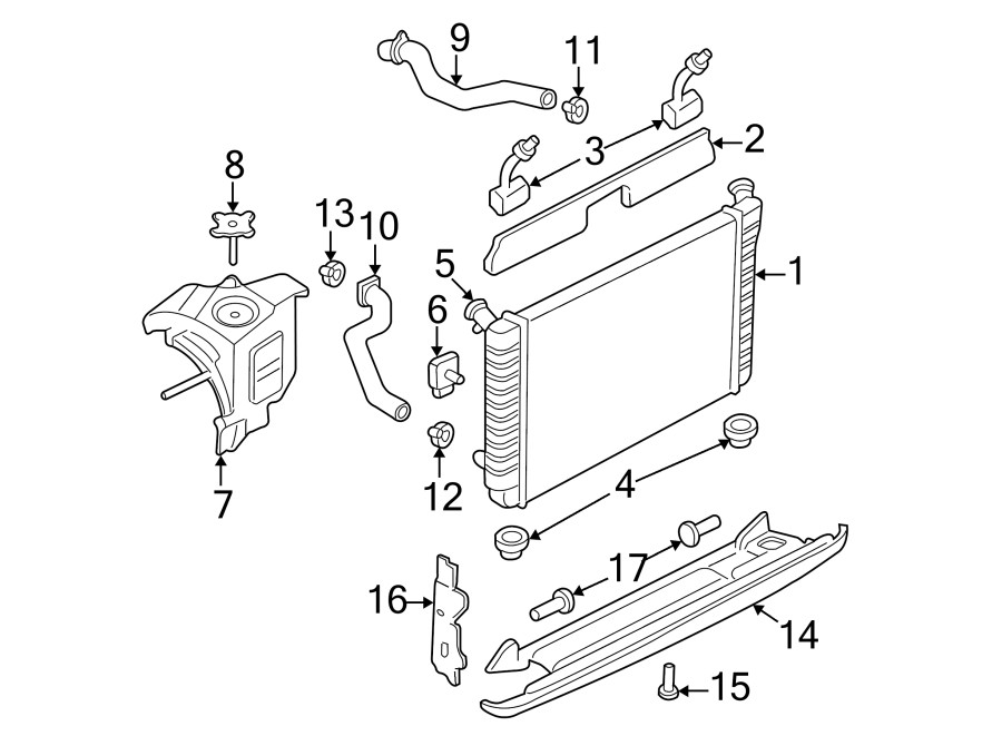 Diagram RADIATOR & COMPONENTS. for your 2021 Chevrolet Camaro LT Coupe 2.0L Ecotec A/T 